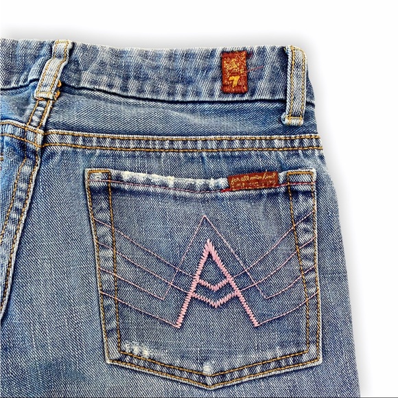 7 For All Mankind “A” Pocket Boot Cut Blue Jeans Size 24 - Picture 6 of 9